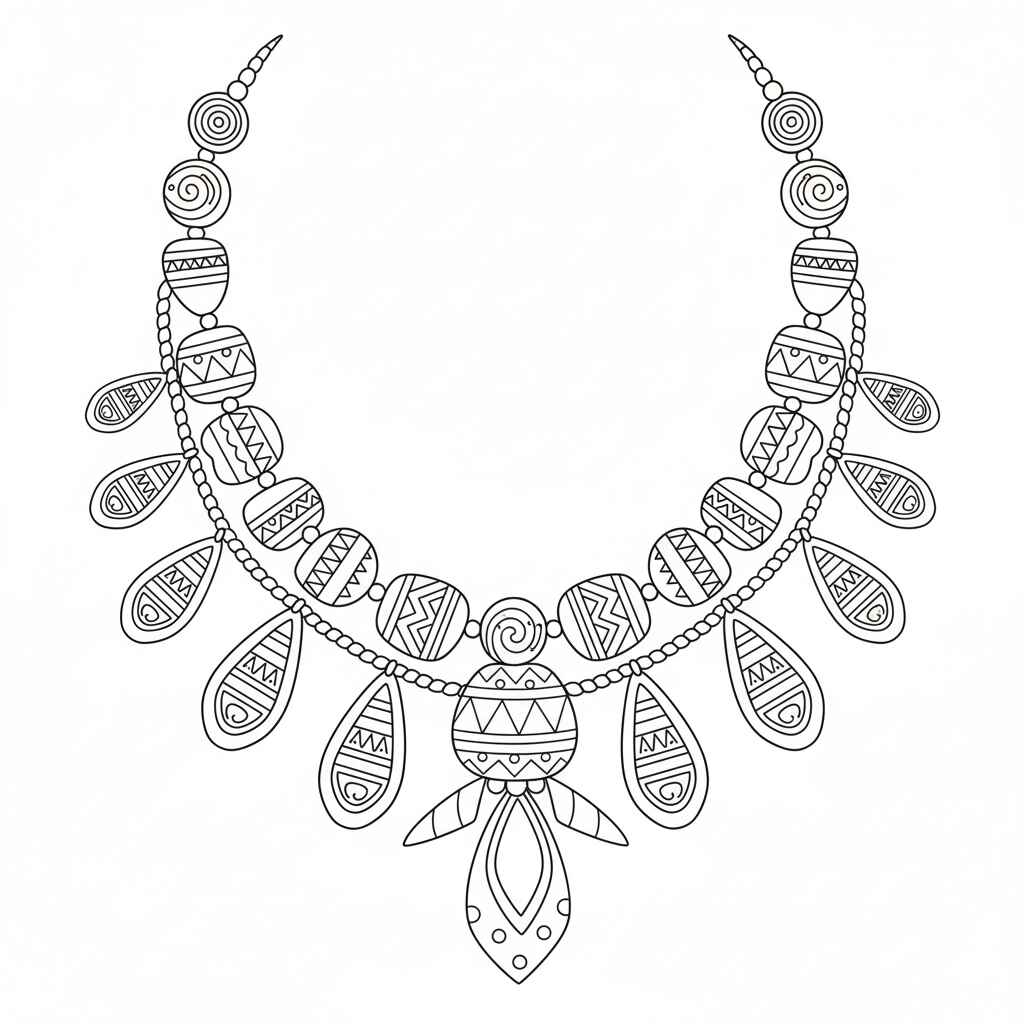 Afrikanische Halskette Ausmalbilder 052
