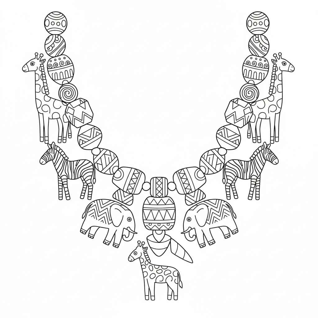 Afrikanische Halskette Ausmalbilder 222