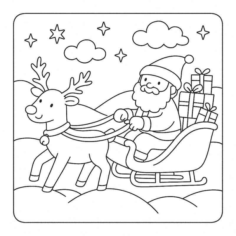 Santas Schlitten Ausmalbilder 050