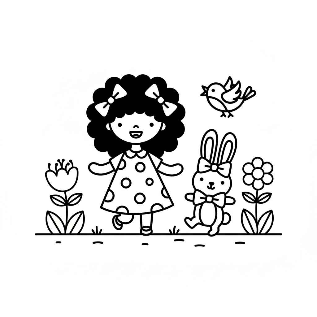 Schönes Mädchen mit der Schleifen-Schleife Ausmalbilder 514