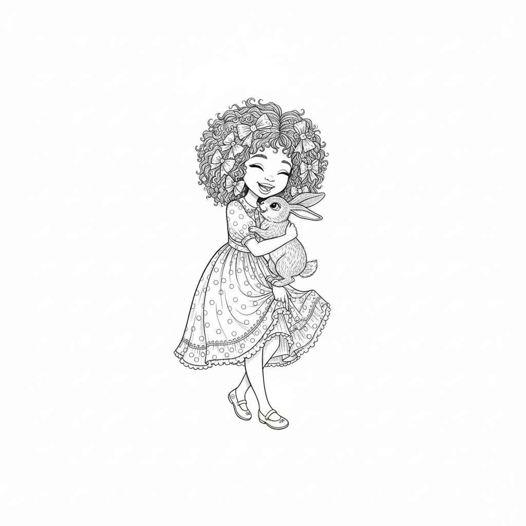 Schönes Mädchen mit der Schleifen-Schleife Ausmalbilder 640