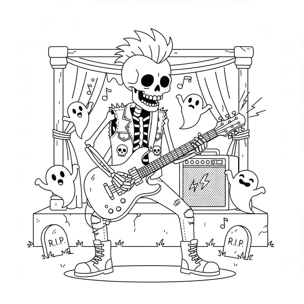 Skelett Ausmalbilder 048