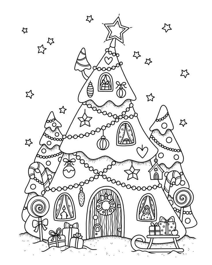 Weihnachtshaus Ausmalbilder 489