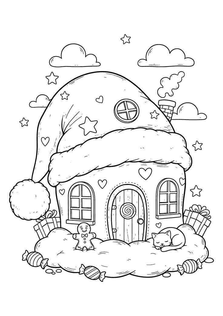 Weihnachtshaus Ausmalbilder 879