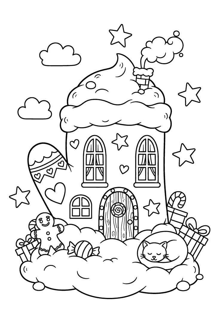Weihnachtshaus Ausmalbilder 986